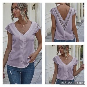 NWOT button down Lacy low back top